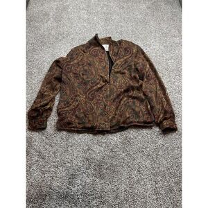 Vintage Austin Reed Jacket Womens Large Paisley Silk Blazer Brown Multi 90s